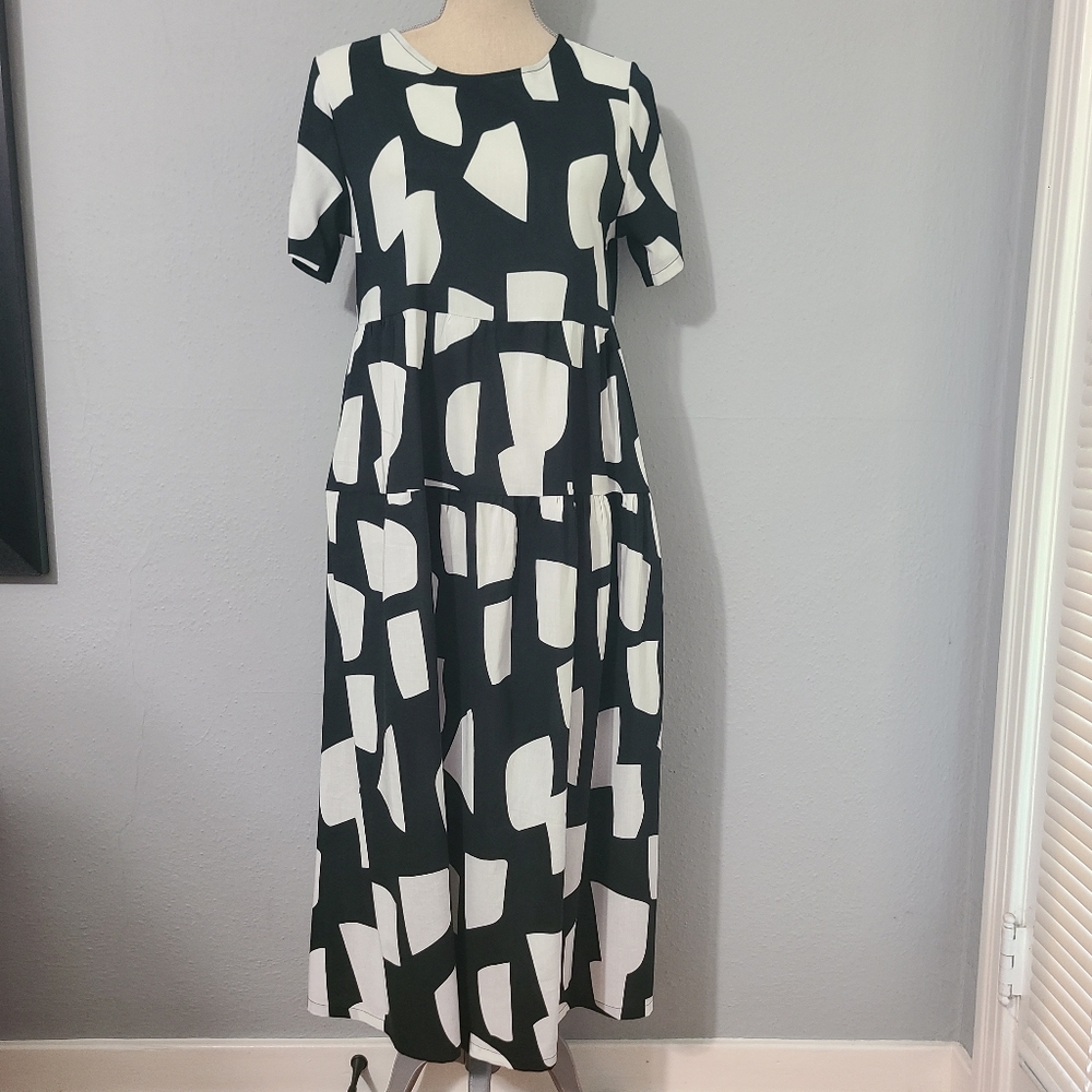 YESNO Women Casual Loose Bohemian Floral Dress‎ with Pockets Size Small